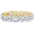 thumbnail image 2 of Pompeii 5 3/4 Ct Emerald & Round Diamond Eternity Ring 14k Gold Lab Grown Stackable Band, 2 of 5