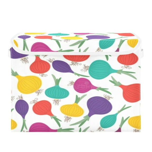Colorful rainbow onions pattern Foldable Kids Toy Chest with Flip-Top Lid, Collapsible Fabric Toy Storage Organizer/Bin/Box/Basket/Trunk for Toddler