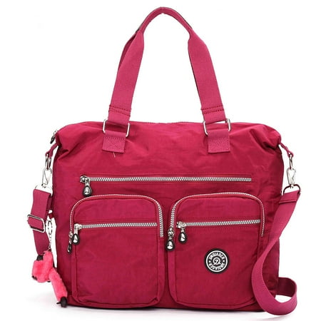 Nylon Shoulder Bag - Waterproof Nylon Shoulder Crossbody Bags - Handbag Zipper Pocket Tote Bag Purses Satchel for Ladies Women Girls