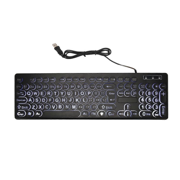 Clavier filaire 104 touches rétroéclairé, grand format, standard professionnel, pour personnes âgées malvoyantes