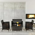 thumbnail image 4 of Gymax 4PCS Patio Rattan Conversation Furniture Set Outdoor w/ Black Cushion, 4 of 10