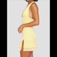 thumbnail image 4 of Vestido Corto Ajustado con Escote en V Profundo y Fruncido para Mujer, con Abertura Lateral y Dobladillo de , para Fiesta y Club, de Verano Amarillo S, 4 of 8