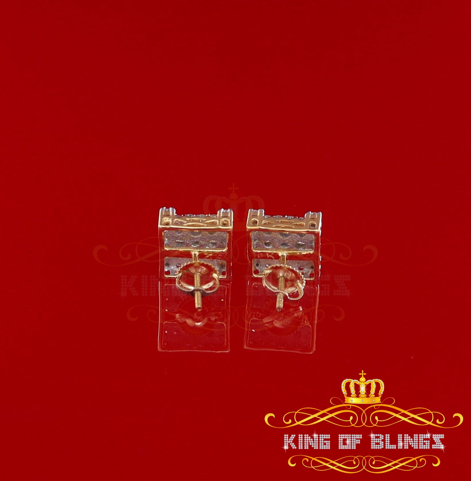 King of Bling's 10K Real Yellow Gold with 1.75ct Real Diamond Men's/Women's Stud Earrings