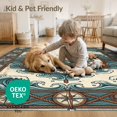 thumbnail image 4 of ODIKA 9'x12' Washable Area Rug Low Pile, Flatwoven, Octopus Vintage Nautical Compass Border Abstract Cartoon Pirate Refined for Great Room, Indoor Concept, Large Living, 4 of 7