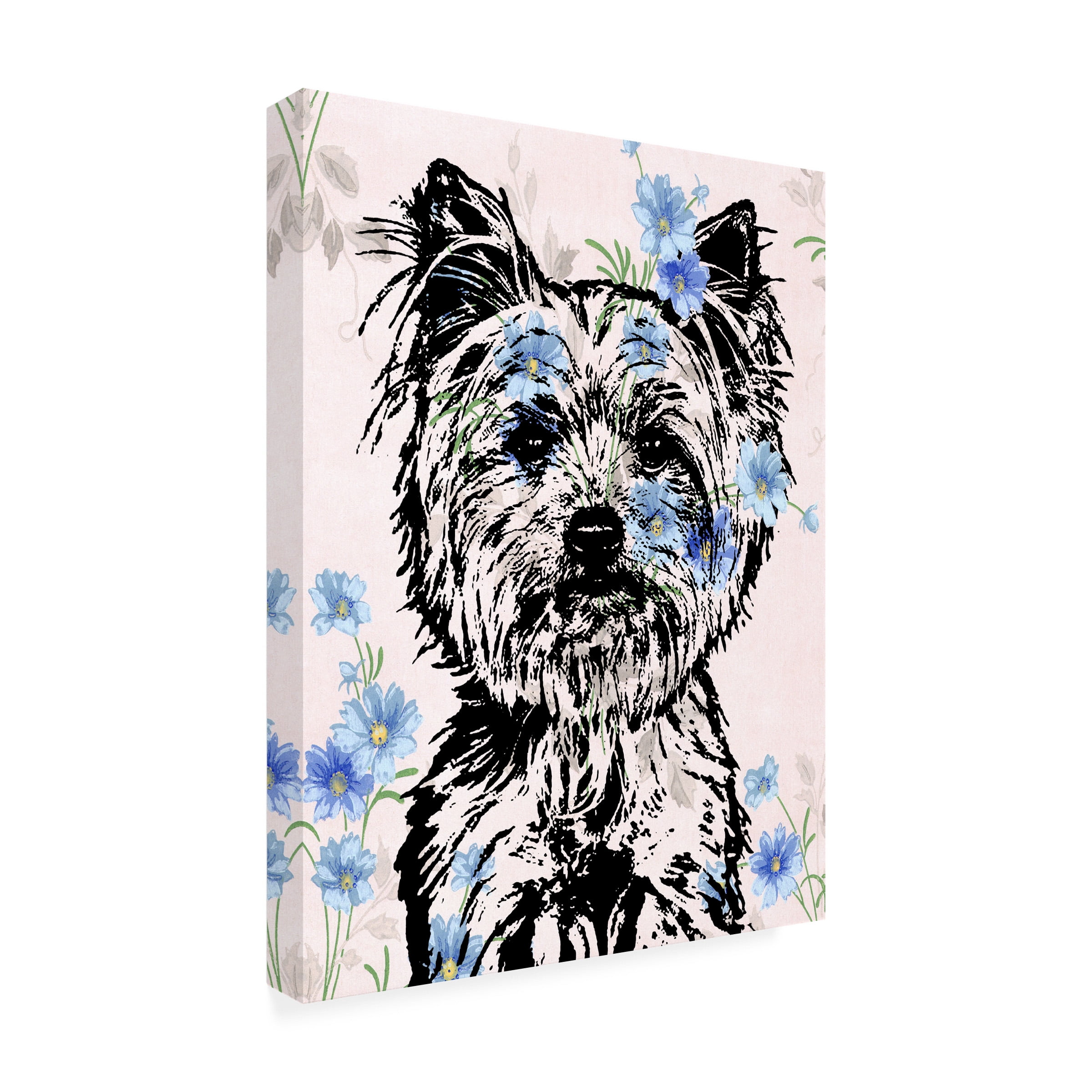 Canvas Wall Art - Dean Russo 'Straight On Yorkie' Wall Art for Living Room, Bedroom, or Office Décor by Trademark Fine Art - 14 x 19 Inches