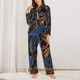thumbnail image 2 of Balery Starry Night Charging Dinosaur Conjunto de Pijama con Estampado para Mujer, Conjunto de Dos Piezas con Manga Larga, Ropa de Dormir Suave con Bolsillos, Pijamas Cómodos-Large, 2 of 7