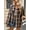 Brown, variant on Plaid Collared Neck Long Sleeve Shirt