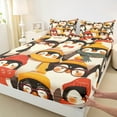 thumbnail image 3 of Manfei Cartoon Animal Lover Twin Sheet Sets, Winter Antarctic Penguin Twin Fitted Sheet, Kawaii Wildlife Flat Sheet, Lightweight Room Decor, 3-Piece, 3 of 7