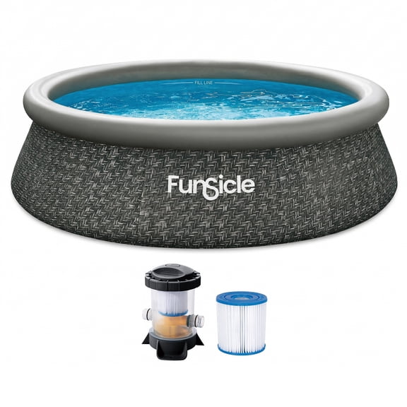 Funsicle Quickset 10’ x 30” Round Inflatable Top Ring Above Ground Swimming Pool Set
