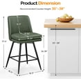 thumbnail image 3 of VINGLI 26" H Swivel Barstools Set of 2, PU Faux Leather Upholstered Counter Height Bar Stool with Back, Kitchen High Chairs with Cushion Square Seat, Metal Legs, White, 3 of 14