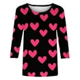 thumbnail image 5 of Ounisa Womens 3/4 Sleeve Shirts Crew Neck Valentine T Shirts Love Heart Printed Tee Tops Fashionable Blouse, 5 of 5