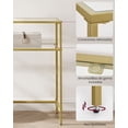 thumbnail image 3 of VASAGLE Mesa de Consola, Mesa de Entrada, Marco de Metal, Extremo del Sofá, Tablero de Vidrio Templado, Patas Ajustables, para Salón, Entrada, Pasillo, Dorado y Transparente, 3 of 5