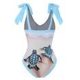 thumbnail image 6 of Jacenvly One Piece Bathing Suit for Women with Wrap Skirts 2 Piece New Style Sleeveless Floral V-Neck Surfing Swimwear Soft Blue, 6 of 9