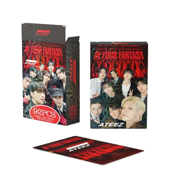 92 photos of multinational boy group ATEEZ support photo card sticker LOMO(60 cards and 32 ministickers)