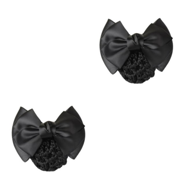 Justharion Elegant And Professional Bow Hair Net For Versatile Styling Options Fashionable Two Bows-black 2Set