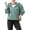 Mint Green, variant on Women's Hooded Jacket Lightweight Zip-Up Solid Color Fall Hoodies Relaxed Casual Puff 3/4 Sleeve Outdoor Hooded Coat with Elastic Cuffs XXL