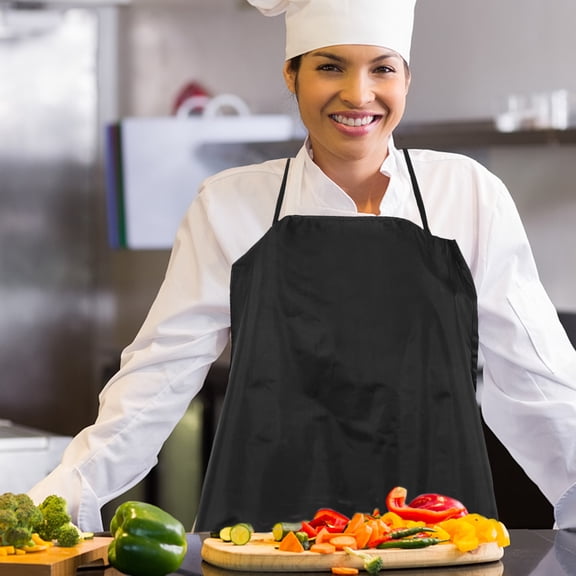 ELAYARD Simple Black Waterproof Apron for Cooking Baking with Oil Resistant Material