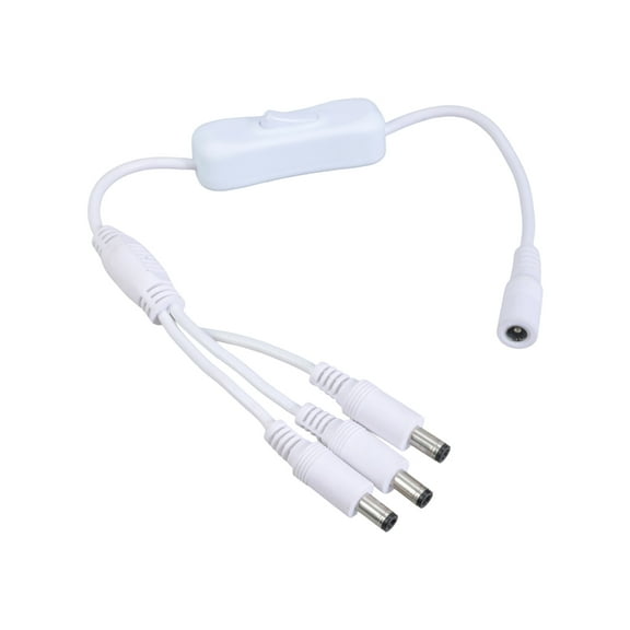 5.5x2.1mm DC5521 Y Splitter Cable with Switcher Female to 3 Male Power Extension for LED and CCTV 37CM