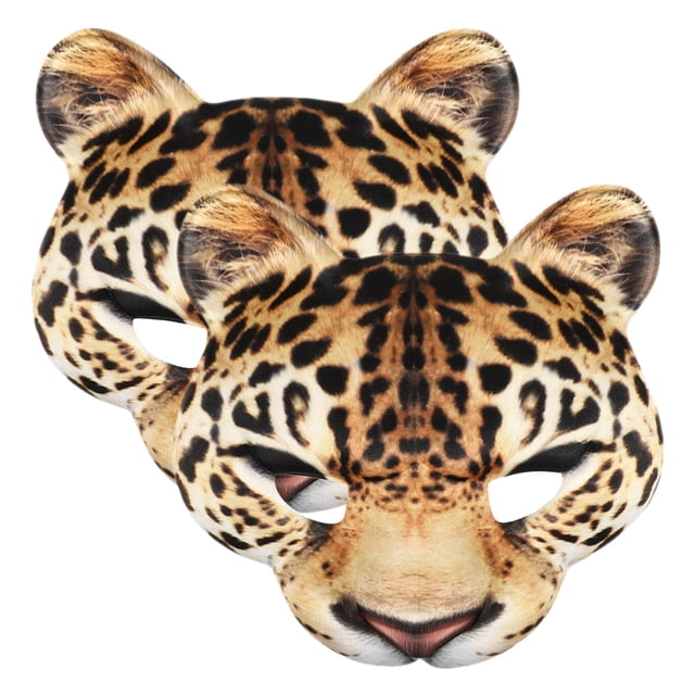 2 máscaras de leopardo para Halloween, media máscara de leopardo para Halloween, máscara de leopardo para mascarada