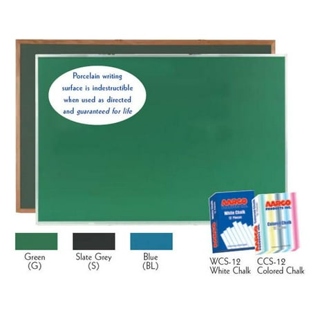 - Aarco Products DS3660G Porcelain on Steel Chalkboard Satin Anodized Aluminum Frame - Green