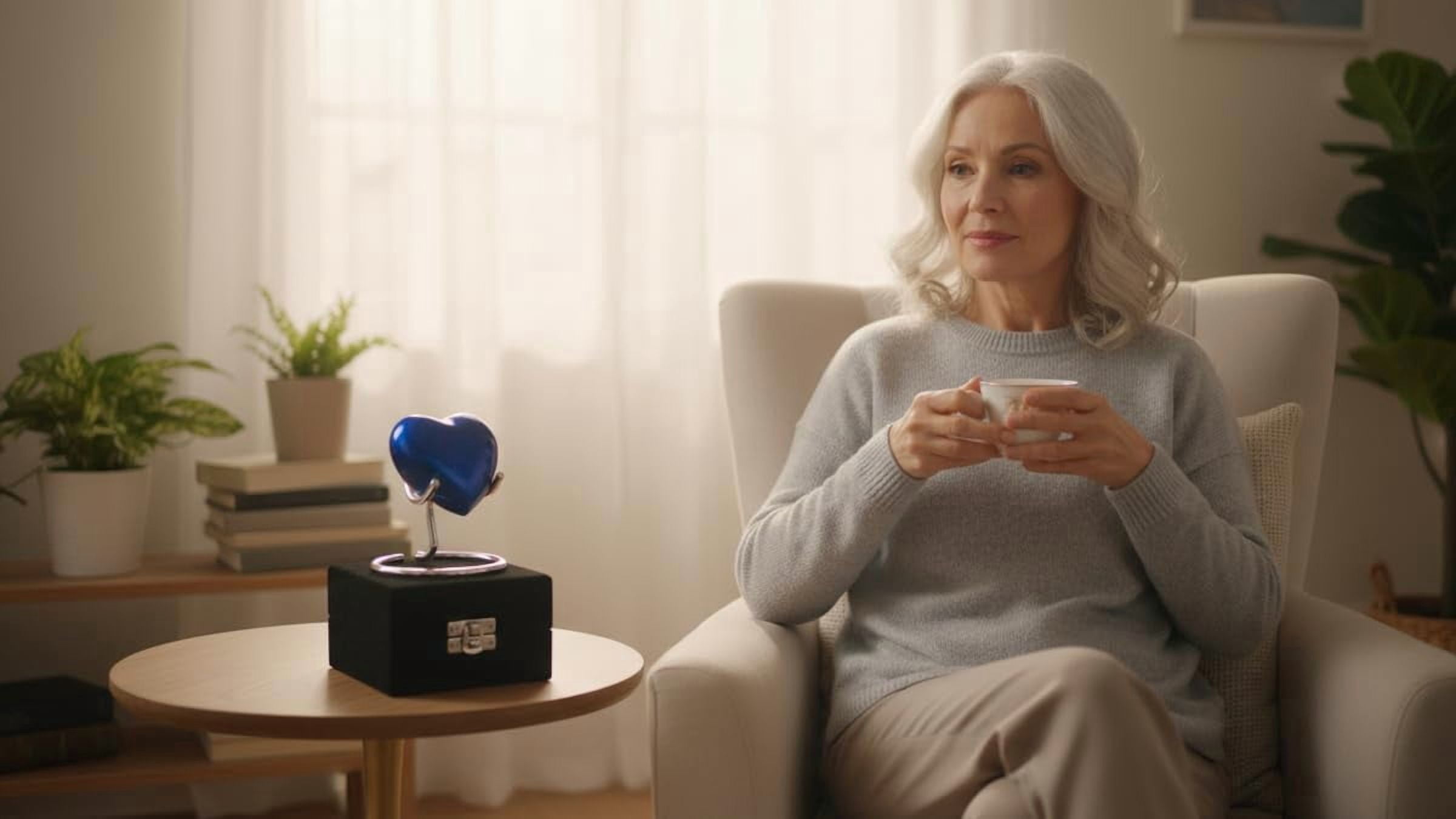 Beautiful Blue Heart Cremation Urn Heart Shape Urn for Ashes/Heart Keepsake Urn with Stand & Box/Small Urn for Human Ashes/Honor Your Loved One Perfect Mini Urn for Adults