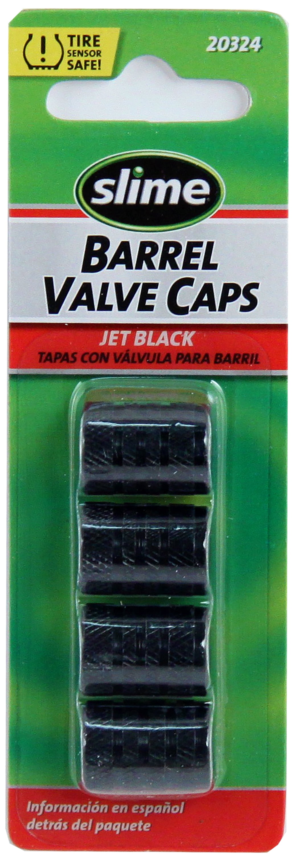 Slime Barrel Valve Stem Cap Metal Replacements, Black - 20324