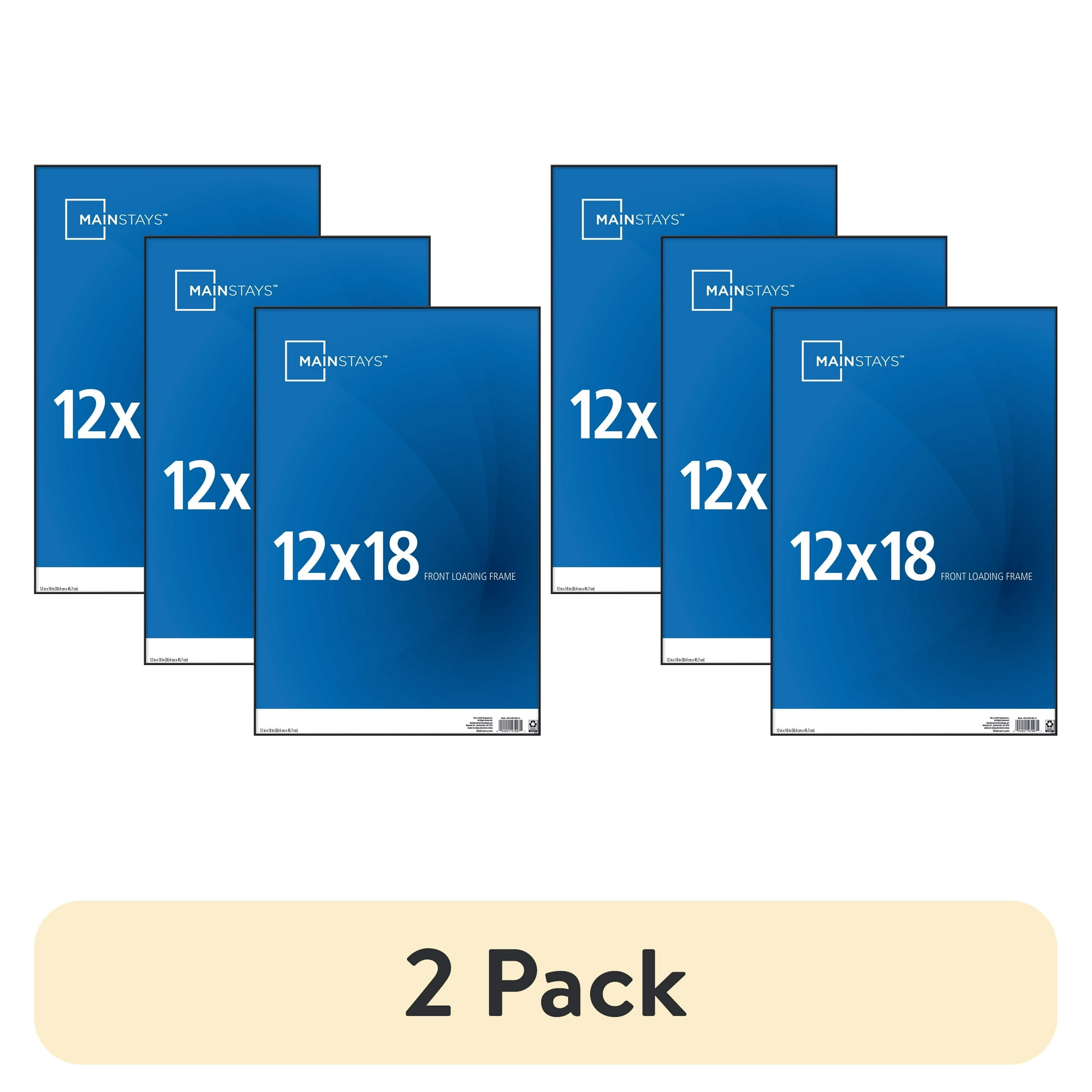(2 pack) Mainstays 12 x 18 Picture Frame, Front-Loading, Black, Wall or Tabletop, Set of 3