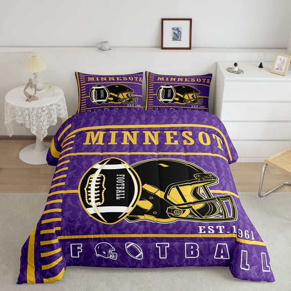 Erosebridal Football Player Bedding Twin Comforter Set, Purple Down Comforter, Modern Ball Game Decor, Reversible 2 Pieces