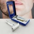 thumbnail image 3 of 1 Set Blade Razor with Cleaning Brush Double-sided Sharp Vintage Boxed Manual Beauty Tool Stainless Steel Men Razor Exfoliating Handle for Travel, 3 of 8