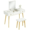 thumbnail image 1 of HOMCOM Ensemble de Coiffeuse avec Miroir et Tabouret 2 Tiroirs, 1 of 10