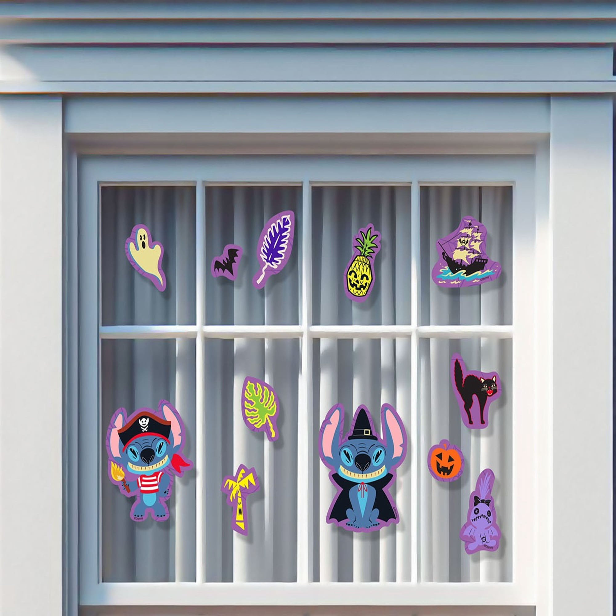 Disney Stitch Halloween Static Window Clings, 16 Count