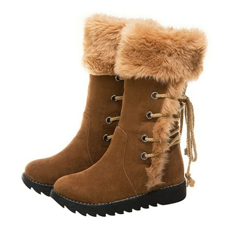 

Boots Winter Plush Booties Snow Mid Shoes Bootie Christmas Walking Warm Vintage Camping Faux Fur Slippers Fuzzy Calf