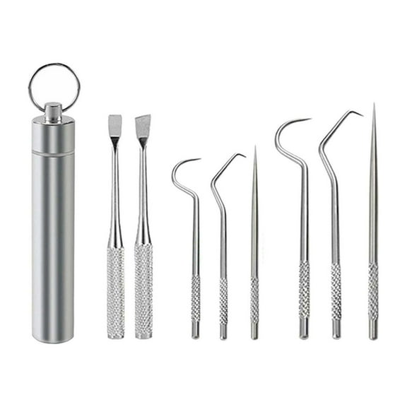 Barsme 304 Metal Tooth Picking Tool Stainless Steel Toothpick Portable Oral Tooth Cleaning Tool Set
