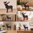 thumbnail image 6 of Clearance! Christmas Resin Standing Moose Figurine with Wreath Collar, Brown Tabletop Decor for Mantel Shelf Entryway, 6in, 6 of 7