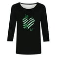 thumbnail image 4 of Meichang T-Shirts à Manches 3/4 pour Femmes T-Shirts de la Saint-Patrick Hauts Graphiques Trèfle Chanceux T-Shirts de Vacances Col Rond Blouses en Liquidation, 4 of 5