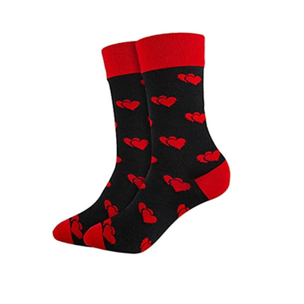 Calcetines para hombre y mujer, calcetines de tubo medio con forma de corazón y colores contrastantes, calcetines para mujer