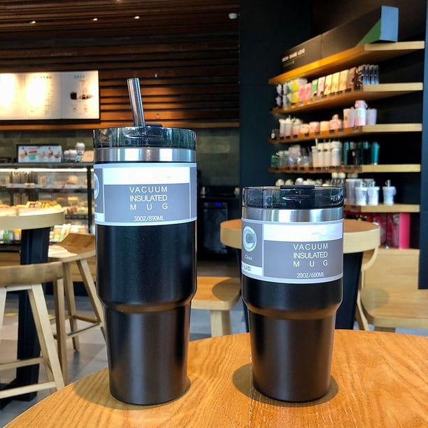 Taza para automóvil de doble capa de acero inoxidable 304, taza térmica para hielo frío, taza de café portátil para automóvil