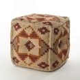 thumbnail image 2 of SARO PU199.M Kilim Design Jute Wool Blend Pouf Ottoman  Multi-color, 2 of 3