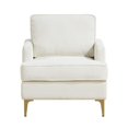 thumbnail image 2 of Cole Accent Chair- Foam Fill Beige Chenille- Track Arms- Gold Metal Legs, 2 of 7