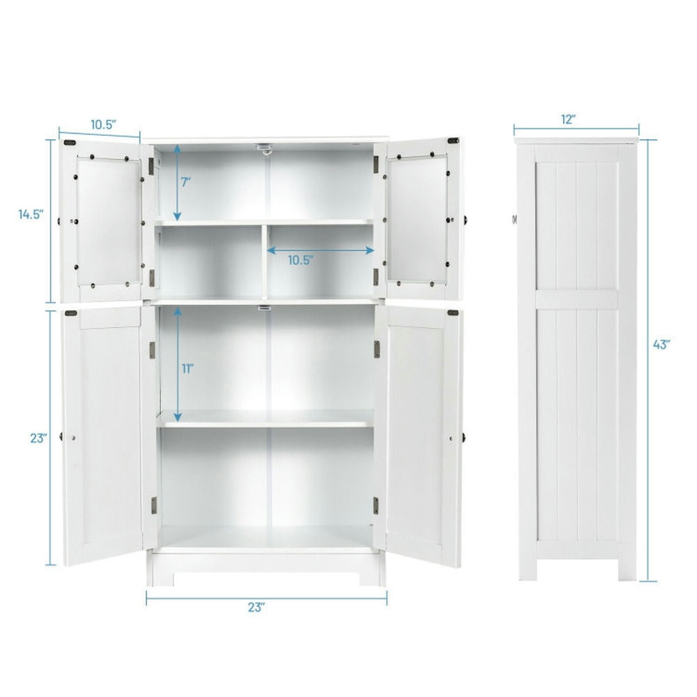 Finihen Bathroom Storage Cabinet, Bathroom Floor Cabinet, Bathroom Floor Storage Locker Kitchen Cabinet with Doors and Adjustable Shelf, for Bathroom, Living Room, Bedroom, Kitchen, White Finihen Bathroom Storage Cabinet, Bathroom Floor Cabinet, Bathroom Floor Storage Locker Kitchen Cabinet with Doors and Adjustable Shelf, for Bathroom, Living Room, Bedroom, Kitchen, White