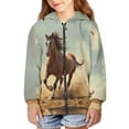 thumbnail image 3 of Chririnla 3D Running Horse Pattern Boys Sporty Hoodie Zip Up Long Sleeve with Pockets Lightweight Athletic Top for Kids Youth Size 13-14, 3 of 7
