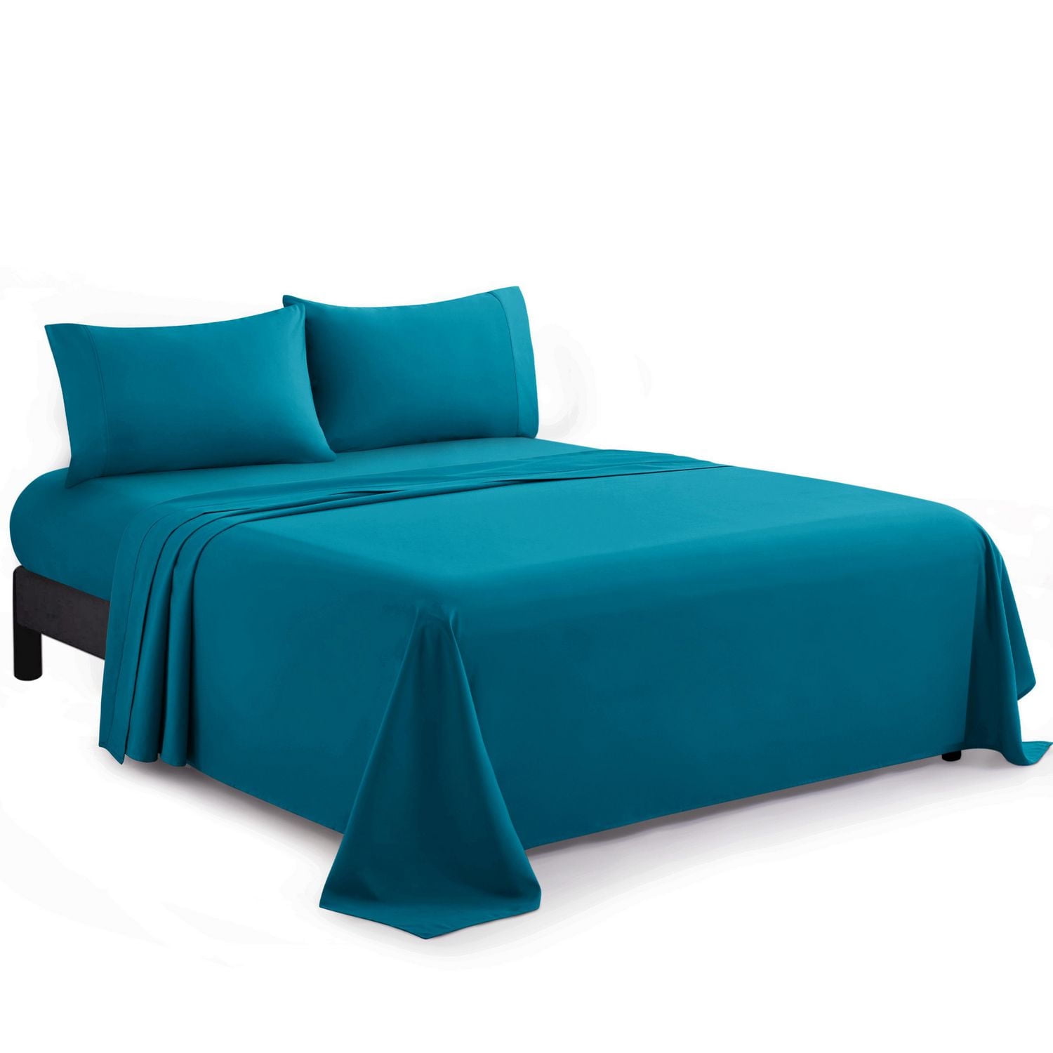 Literie Marina Decoration, 600 fils/cm², ultra douce, à poches profondes, en coton percale à fibres longues, toutes saisons, couleur sarcelle