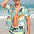 thumbnail image 4 of Uemuo Kawaii Sushi Printed Regular Fit Short Sleeve Casual Hawaiian Shirt for Men,Aloha shirt,Tropical shirt,Floral print shirt,Vacation Beach shirt-Small, 4 of 9