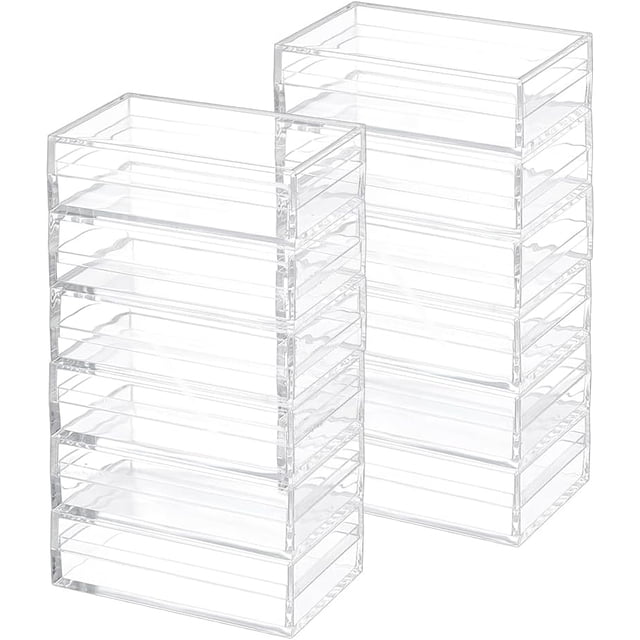12 cajas de almacenamiento de acrílico con tapa, 3,9 x 2,4 x 1,2 pulgadas, rectangulares, vitrinas de plástico transparente.