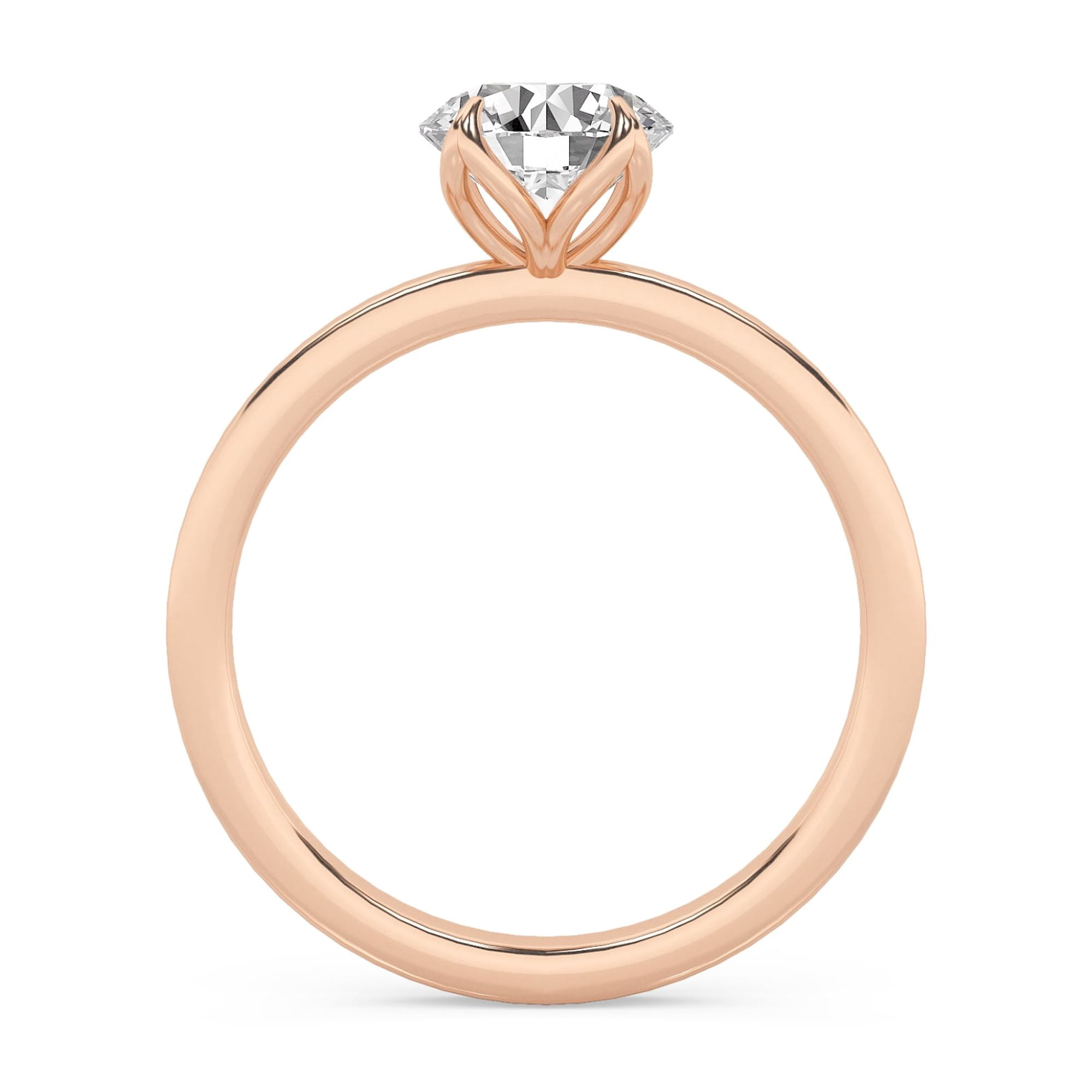 AFFY 1.00 Carat (ctw) Solitaire Style Engagement Rings For Women, Round Lab Created Moissanite Promise Ring For Her In 10k Solid Rose Gold | VVS1 Quality (1 Ctw) Ring Size-10