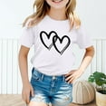 thumbnail image 2 of XXWXYD Little Girls Love Heart Print T-Shirts, Soft Cotton Raglan Tees, Short Sleeve Crewneck Summer Casual Tops for Kids, 2 of 8