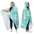 thumbnail image 2 of Wearable Blanket,Turquoise Christmas Tree Pattern Hooded Wearable Flannel Blanket for Adults & Teens,Winter Poncho Shawl Wrap Cape Cozy Anti-Pill,50"x60", 2 of 5