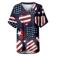 thumbnail image 4 of Hauts d'Été Grande Taille pour Femmes, T-Shirts Décontractés à Col Rond Imprimé, Manches Courtes, Blouse Ample, Col en V, en Liquidation, 4 of 5