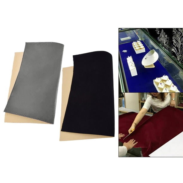2x autoadhesivo de flocado para cajones para aparadores, vitrinas de joyas, salpicaduras, decoración de manualidades (7,9 x 59 pulgad Hugo parte trasera adhesiva de tela de terciopelo