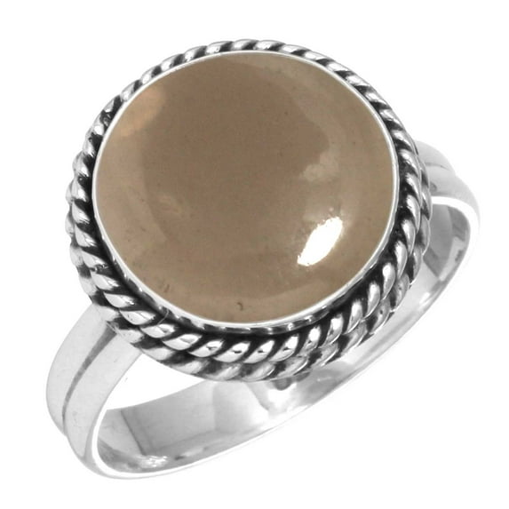 925 Silver Ring For Women - Girls Brown Smoky Topaz Stone Silver Ring Size 6 June Birthstone Costume Silver Ring Size 6 Gift For Women On Valentine's Day 925 Silver Jewelry With Gemstone